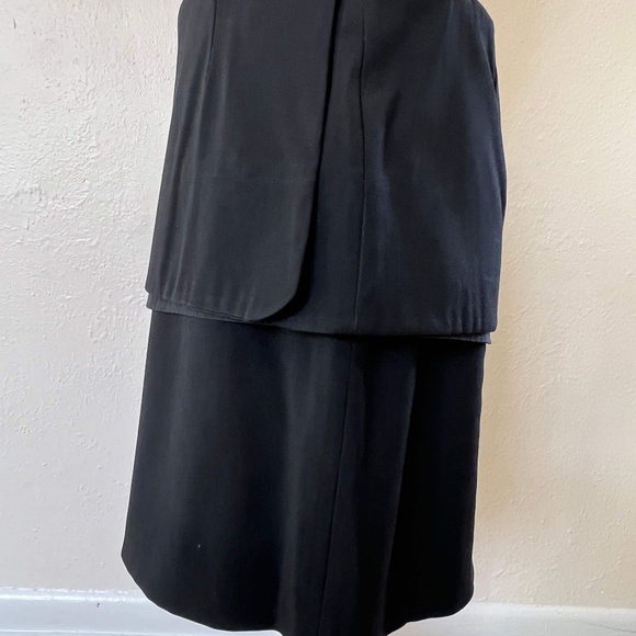 VINTAGE & RARE | Black Gabardine Wool Overlap Skirt - Front Pocket - Picture 11 of 11